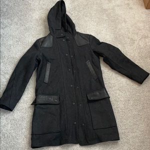 Rag & Bone Wool Leather Trim Coat